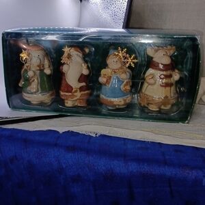 Pier 1 christmas ceramic figurines in box